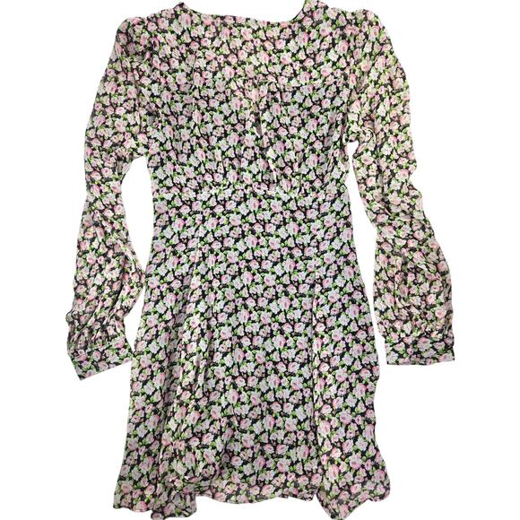 Topshop | V-Neck Mini Tea Dress in Ditsy Vintage Rose | Size 12 - Picture 8 of 8